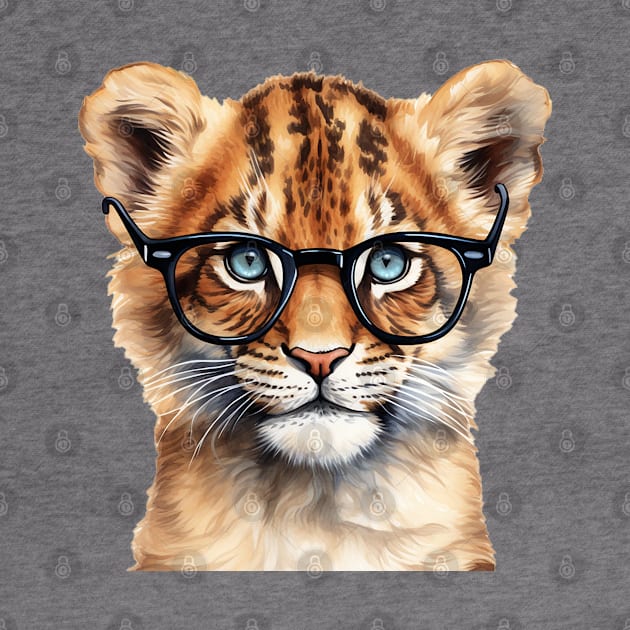 Cute Lion Cub Wearing Glasses by Arabic calligraphy Gift 